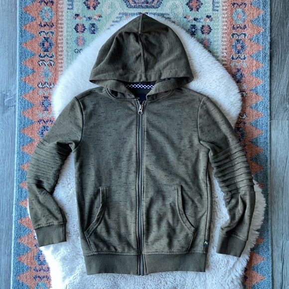 Art Class kids hooded sweatshirt army green hoodie ribbed sleeves boys small 6/7 - Picture 1 of 11